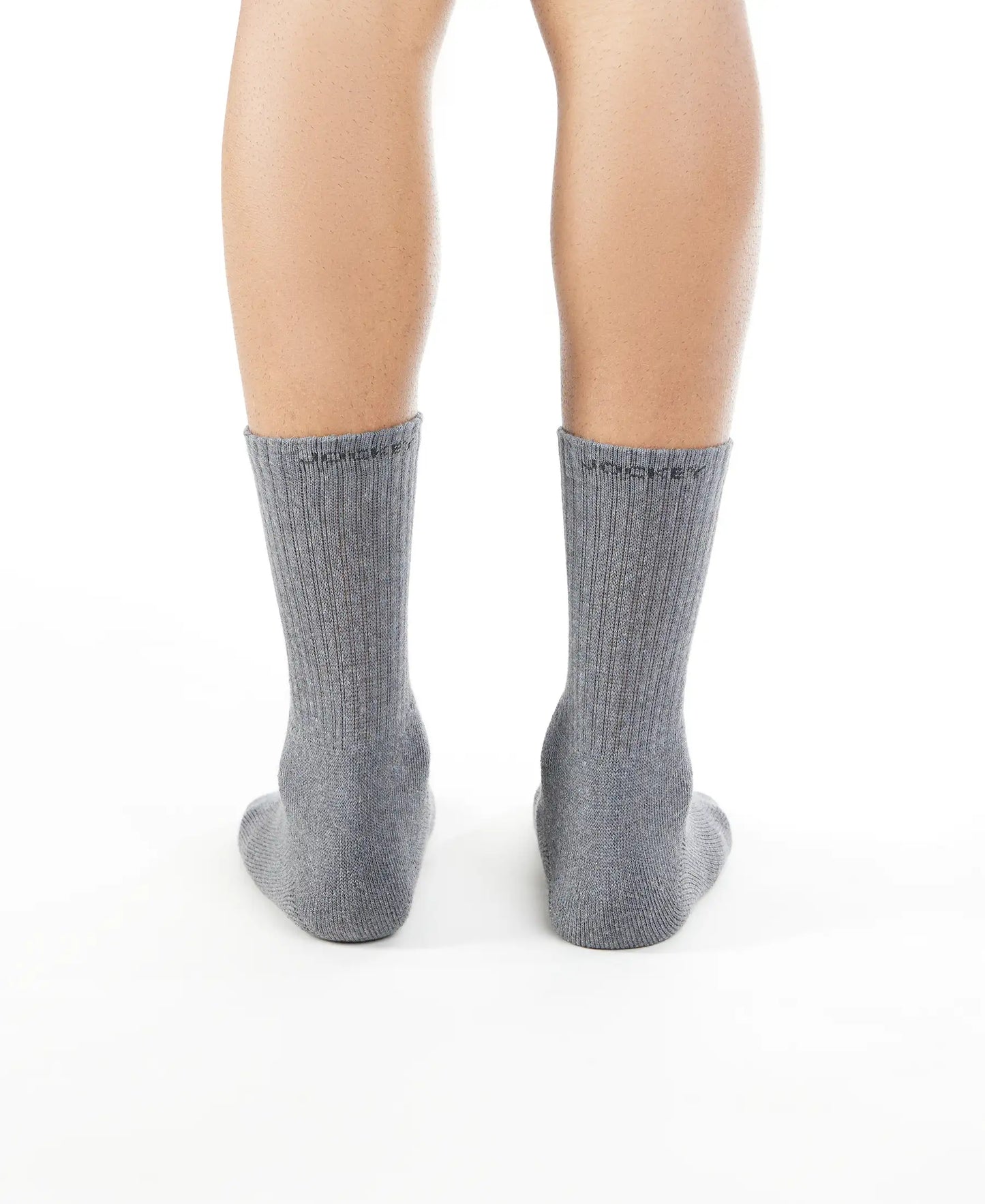 Compact Cotton Terry Crew Length Socks With StayFresh Treatment - Charcoal Melange-4