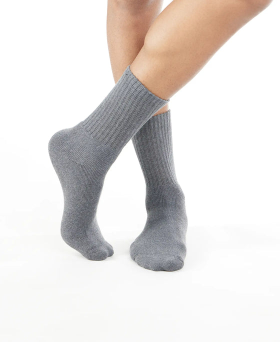 Compact Cotton Terry Crew Length Socks With StayFresh Treatment - Charcoal Melange