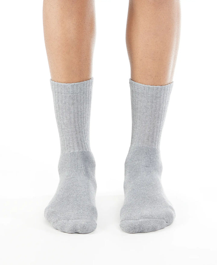 Compact Cotton Terry Crew Length Socks With StayFresh Treatment - Mid Grey Melange-2