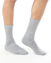 Compact Cotton Terry Crew Length Socks With StayFresh Treatment - Mid Grey Melange-3