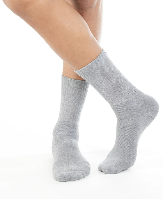 Compact Cotton Terry Crew Length Socks With StayFresh Treatment - Mid Grey Melange