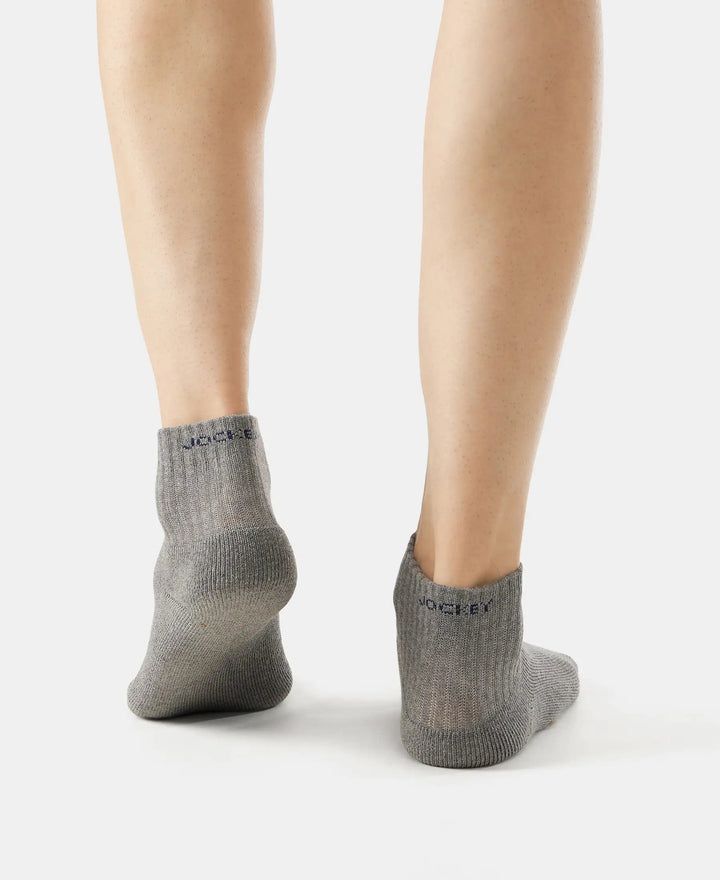 Compact Cotton Terry Ankle Length Socks With StayFresh Treatment - Black/Midgrey Melange/Charcoal Melange-11
