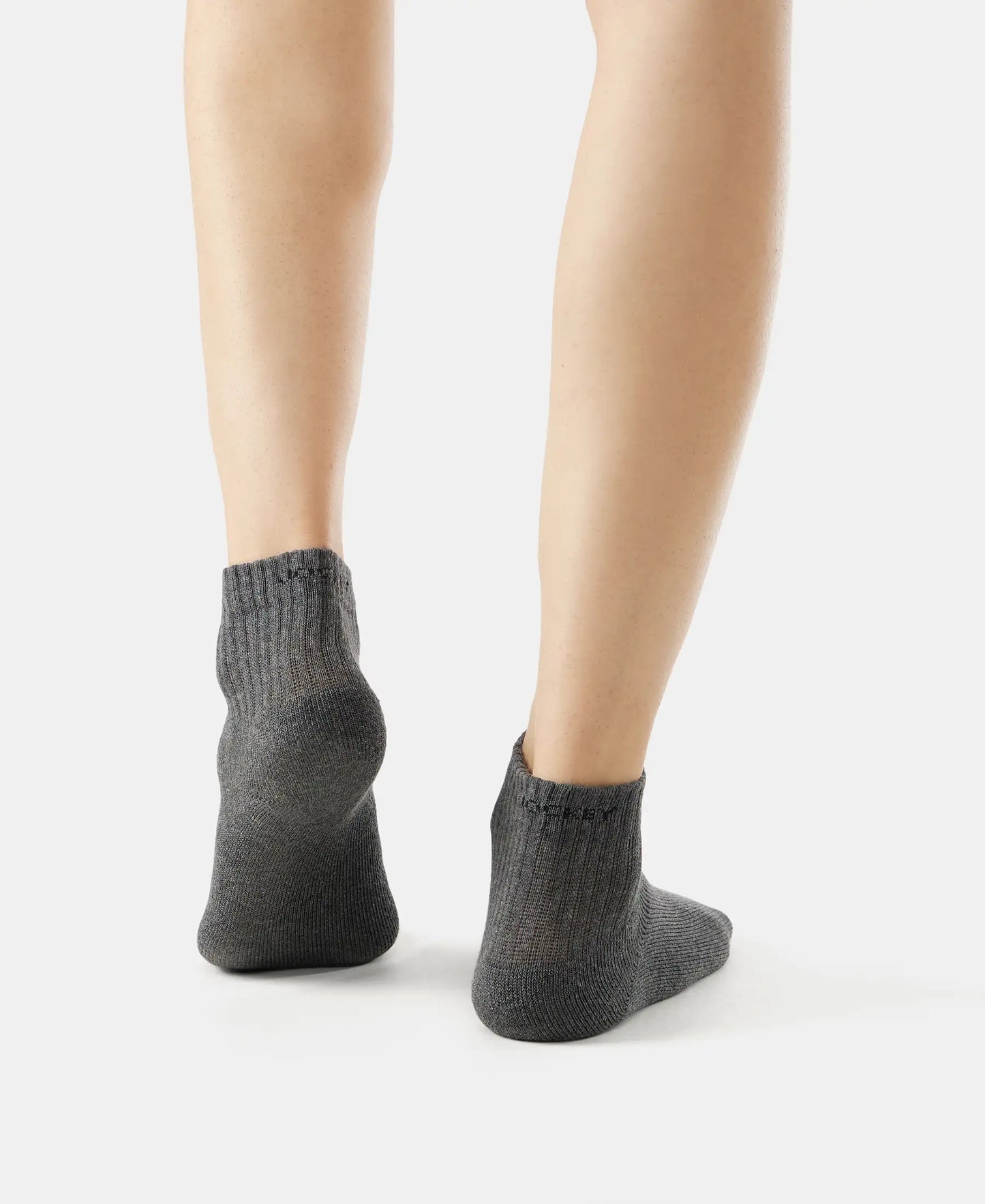 Compact Cotton Terry Ankle Length Socks With StayFresh Treatment - Black/Midgrey Melange/Charcoal Melange-12