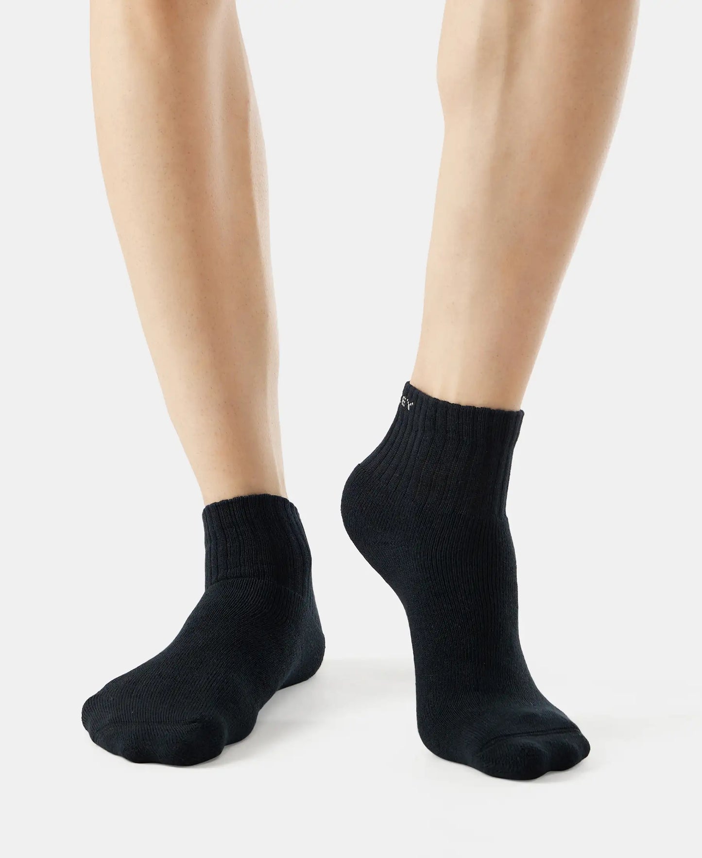 Compact Cotton Terry Ankle Length Socks With StayFresh Treatment - Black/Midgrey Melange/Charcoal Melange-4