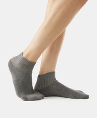 Compact Cotton Terry Ankle Length Socks With StayFresh Treatment - Black/Midgrey Melange/Charcoal Melange-5
