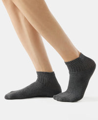 Compact Cotton Terry Ankle Length Socks With StayFresh Treatment - Black/Midgrey Melange/Charcoal Melange-6