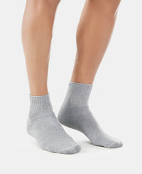 Compact Cotton Terry Ankle Length Socks With StayFresh Treatment - Black/Midgrey Melange/Navy-11