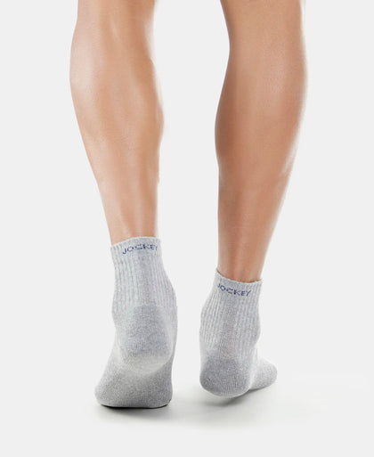 Compact Cotton Terry Ankle Length Socks With StayFresh Treatment - Black/Midgrey Melange/Navy-12