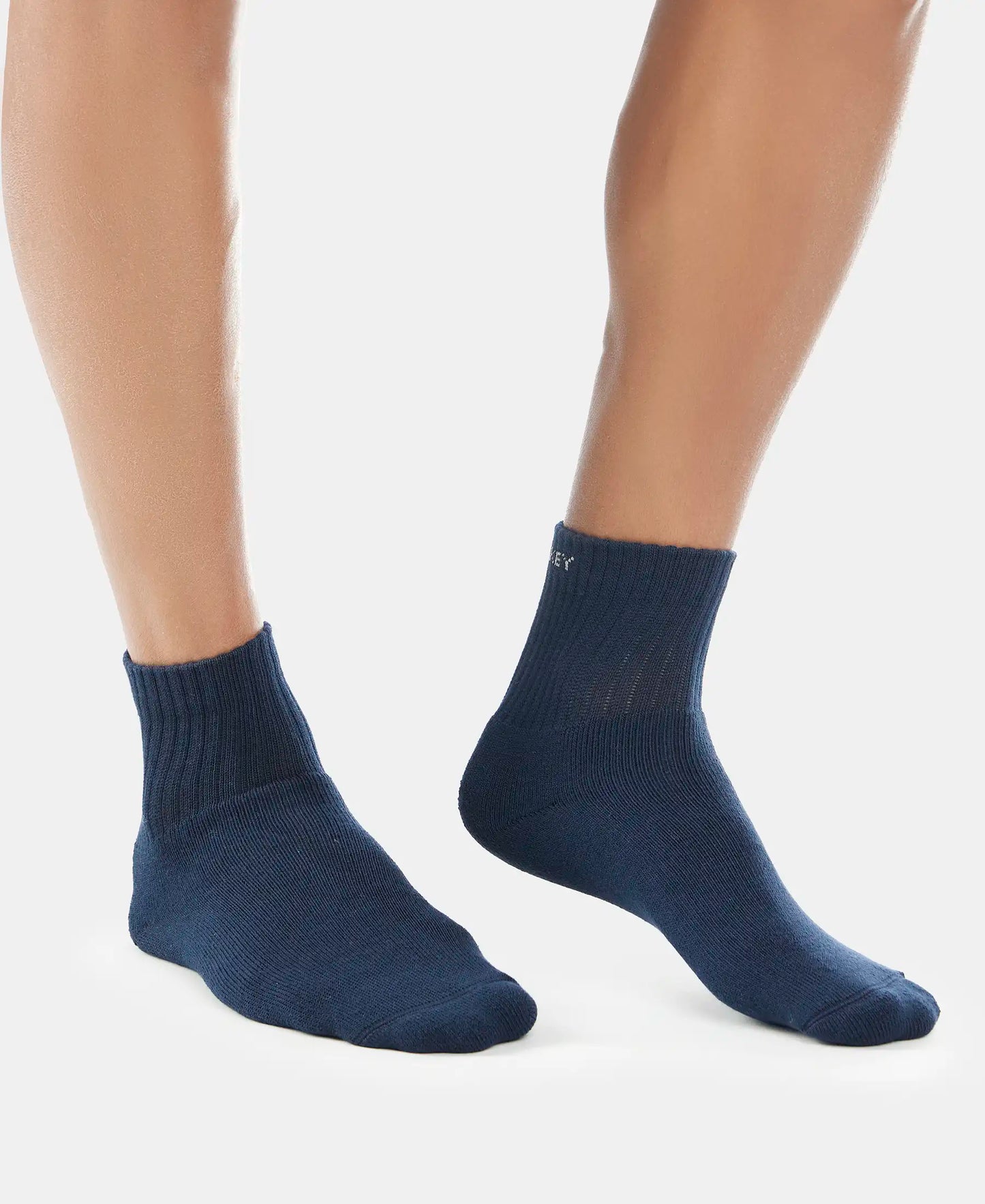 Compact Cotton Terry Ankle Length Socks With StayFresh Treatment - Black/Midgrey Melange/Navy-3