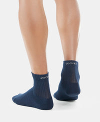 Compact Cotton Terry Ankle Length Socks With StayFresh Treatment - Black/Midgrey Melange/Navy-4