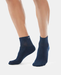 Compact Cotton Terry Ankle Length Socks With StayFresh Treatment - Black/Midgrey Melange/Navy-5