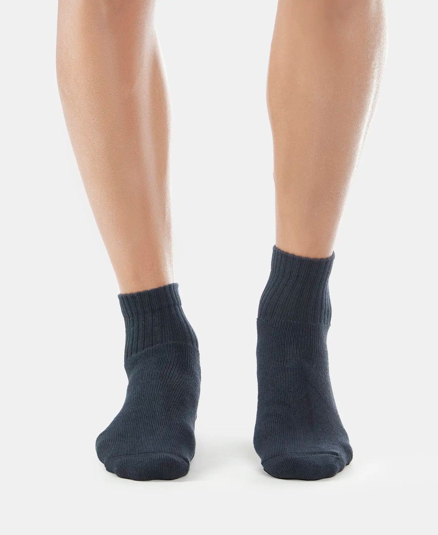 Compact Cotton Terry Ankle Length Socks With StayFresh Treatment - Black/Midgrey Melange/Navy-6