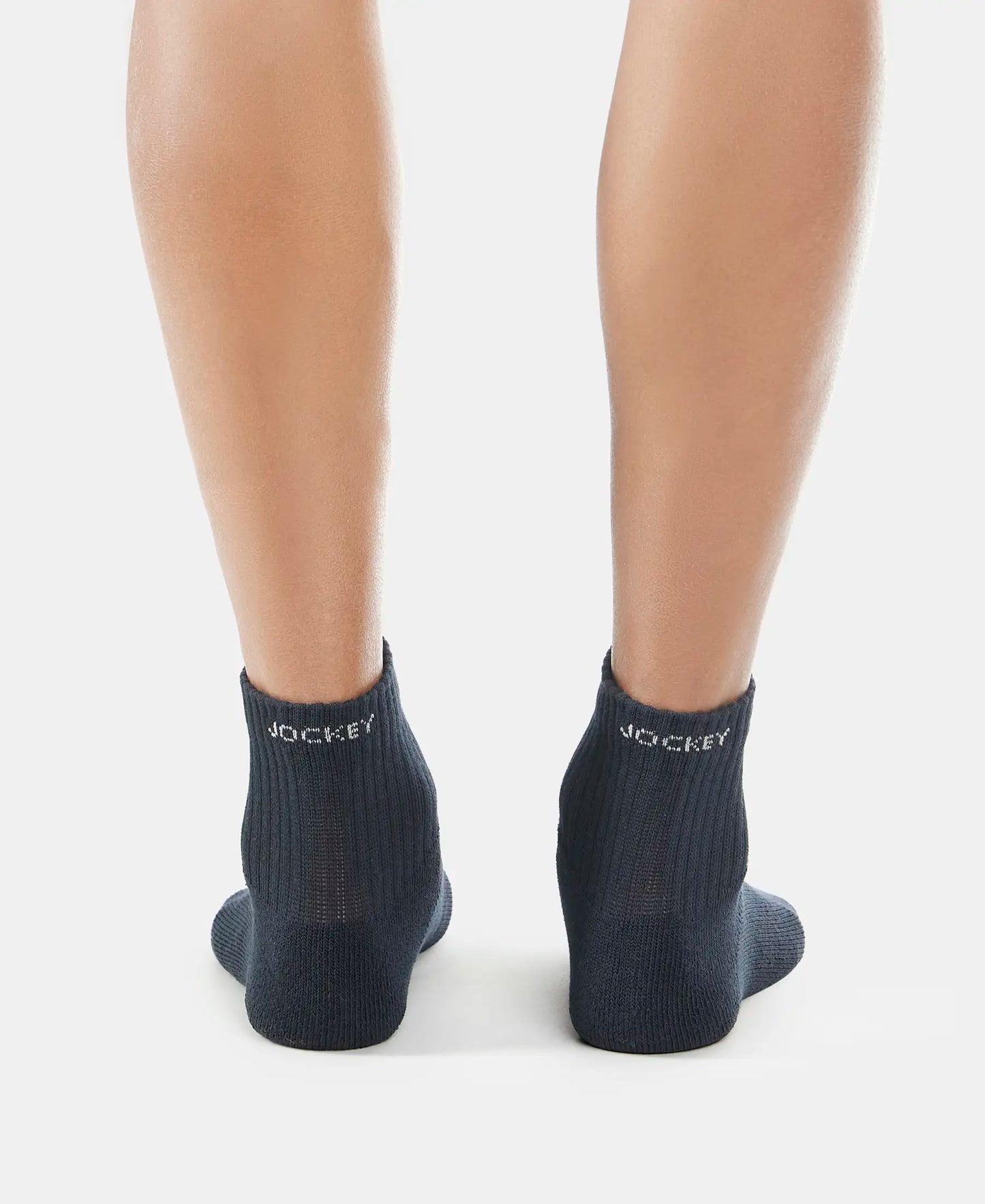 Compact Cotton Terry Ankle Length Socks With StayFresh Treatment - Black/Midgrey Melange/Navy-8