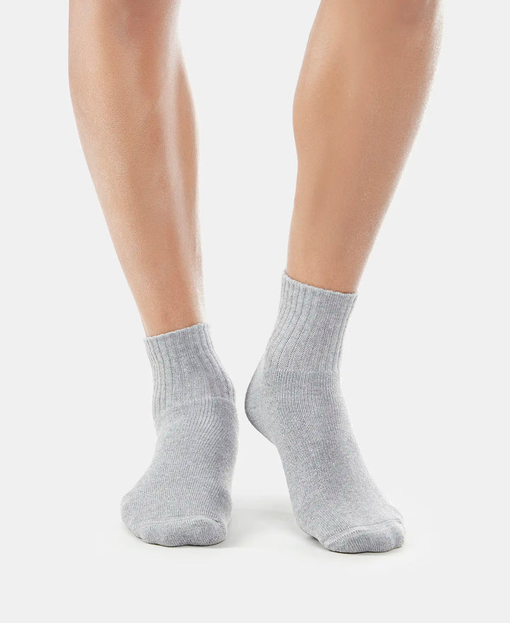 Compact Cotton Terry Ankle Length Socks With StayFresh Treatment - Black/Midgrey Melange/Navy-10