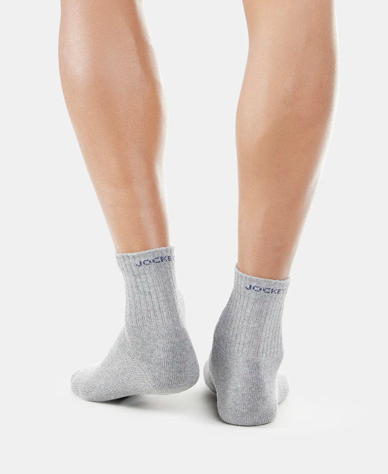 Compact Cotton Terry Ankle Length Socks With StayFresh Treatment - Mid Grey Melange-4