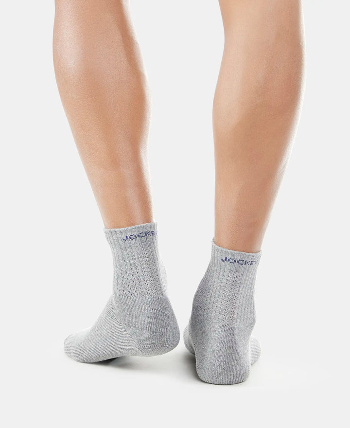 Compact Cotton Terry Ankle Length Socks With StayFresh Treatment - Mid Grey Melange-4