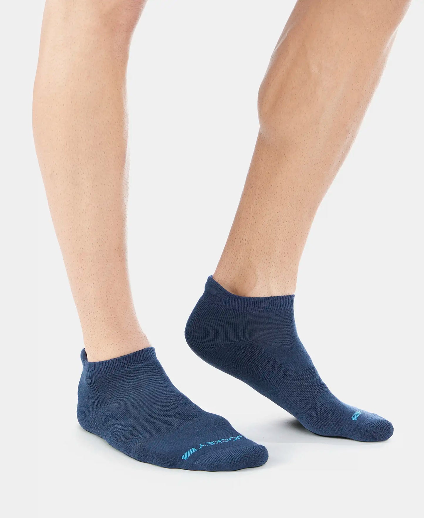 Compact Cotton Terry Ankle Length Socks With StayFresh Treatment - Navy-3