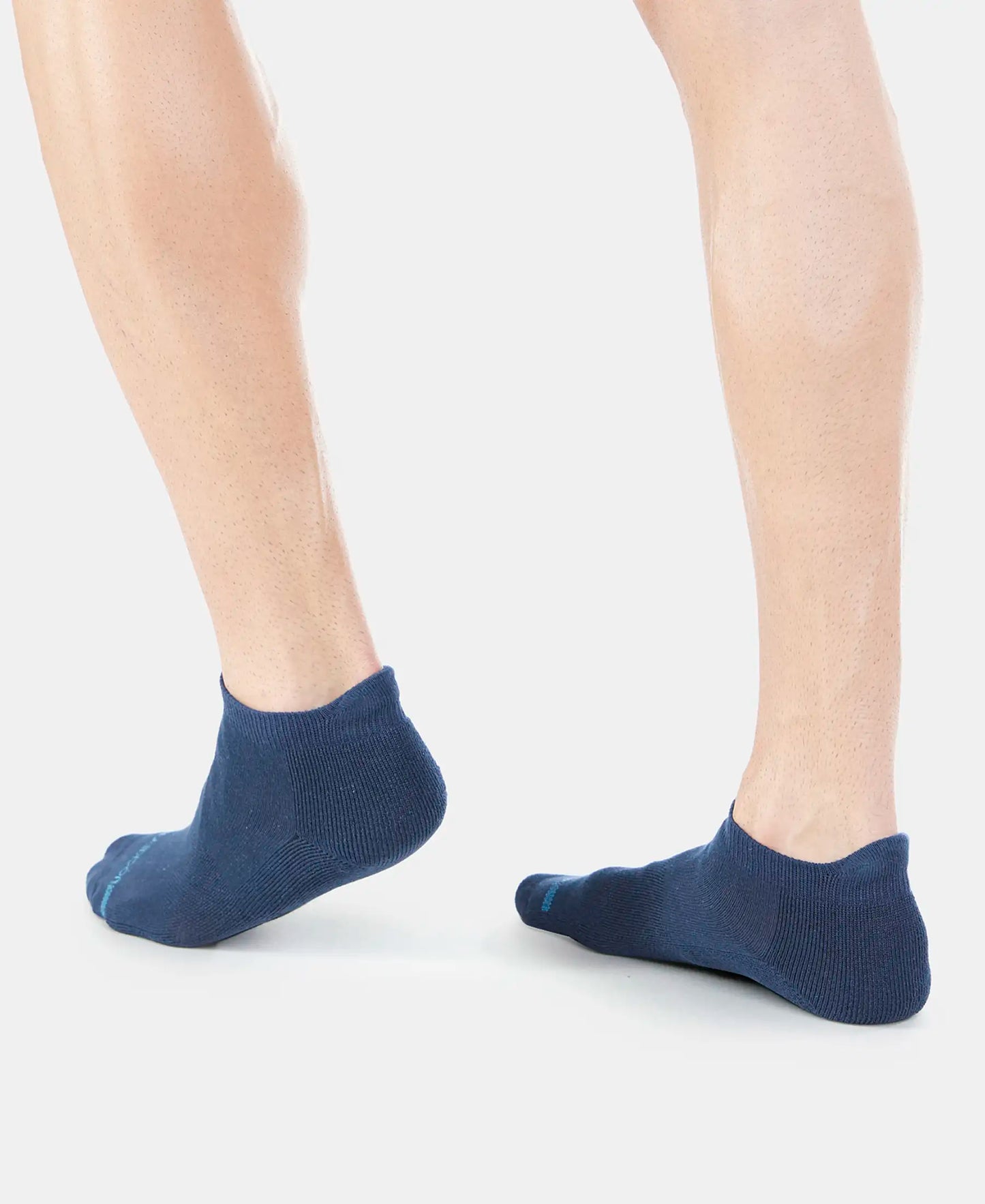 Compact Cotton Terry Ankle Length Socks With StayFresh Treatment - Navy-4