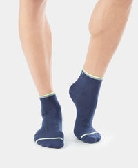 Compact Cotton Ankle Length Socks With StayFresh Treatment - Navy-2