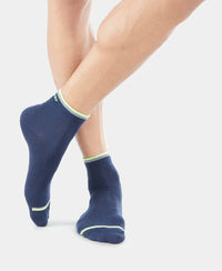 Compact Cotton Ankle Length Socks With StayFresh Treatment - Navy-5