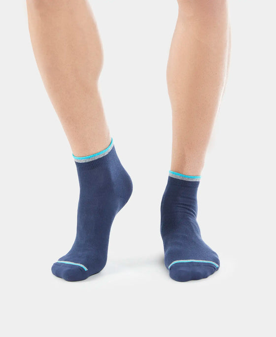 Compact Cotton Ankle Length Socks With StayFresh Treatment - Navy-6