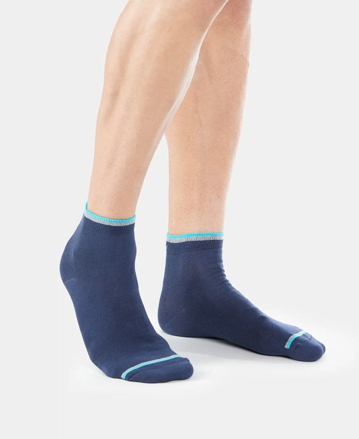 Compact Cotton Ankle Length Socks With StayFresh Treatment - Navy-7