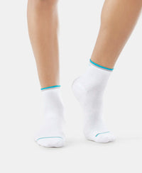 Compact Cotton Ankle Length Socks With StayFresh Treatment - White-2