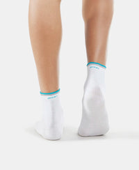 Compact Cotton Ankle Length Socks With StayFresh Treatment - White-4