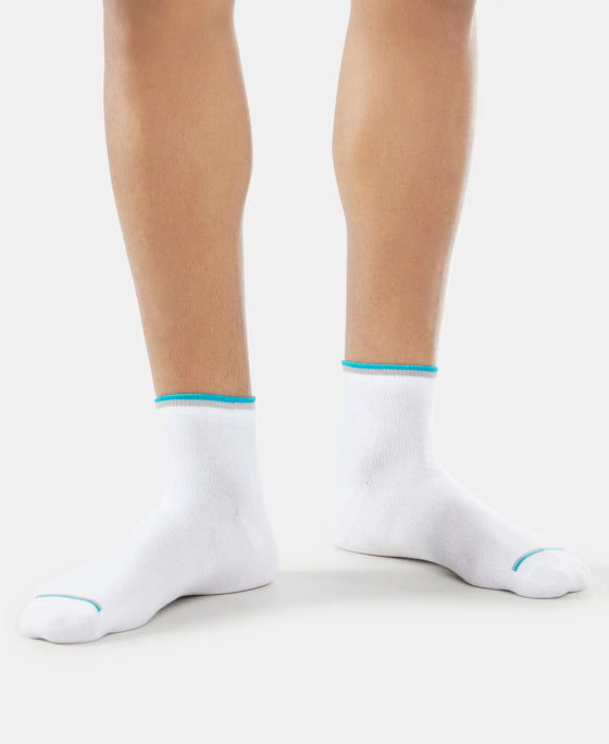 Compact Cotton Ankle Length Socks With StayFresh Treatment - White-5