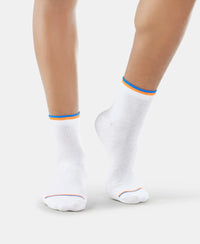 Compact Cotton Ankle Length Socks With StayFresh Treatment - White-6