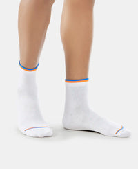 Compact Cotton Ankle Length Socks With StayFresh Treatment - White-7
