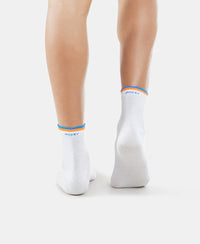 Compact Cotton Ankle Length Socks With StayFresh Treatment - White-8