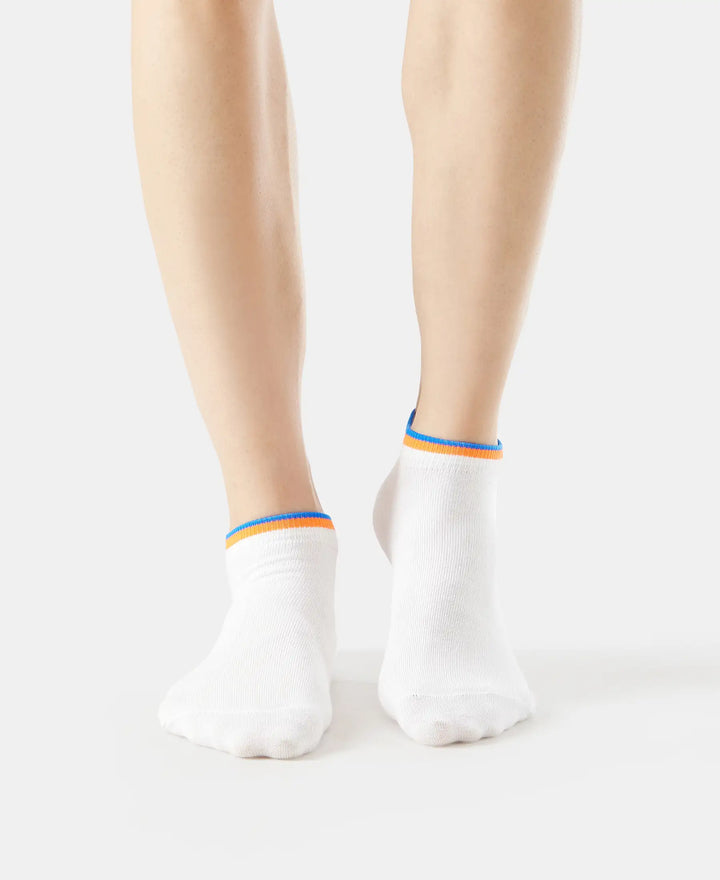 Compact Cotton Low Show Socks With StayFresh Treatment - White-2