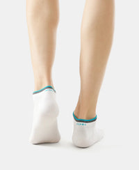 Compact Cotton Elastane Stretch Low Show Socks With StayFresh Treatment - White (Pack of 2)