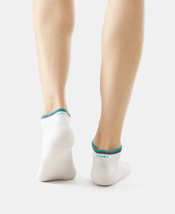 Compact Cotton Elastane Stretch Low Show Socks With StayFresh Treatment - White (Pack of 2)
