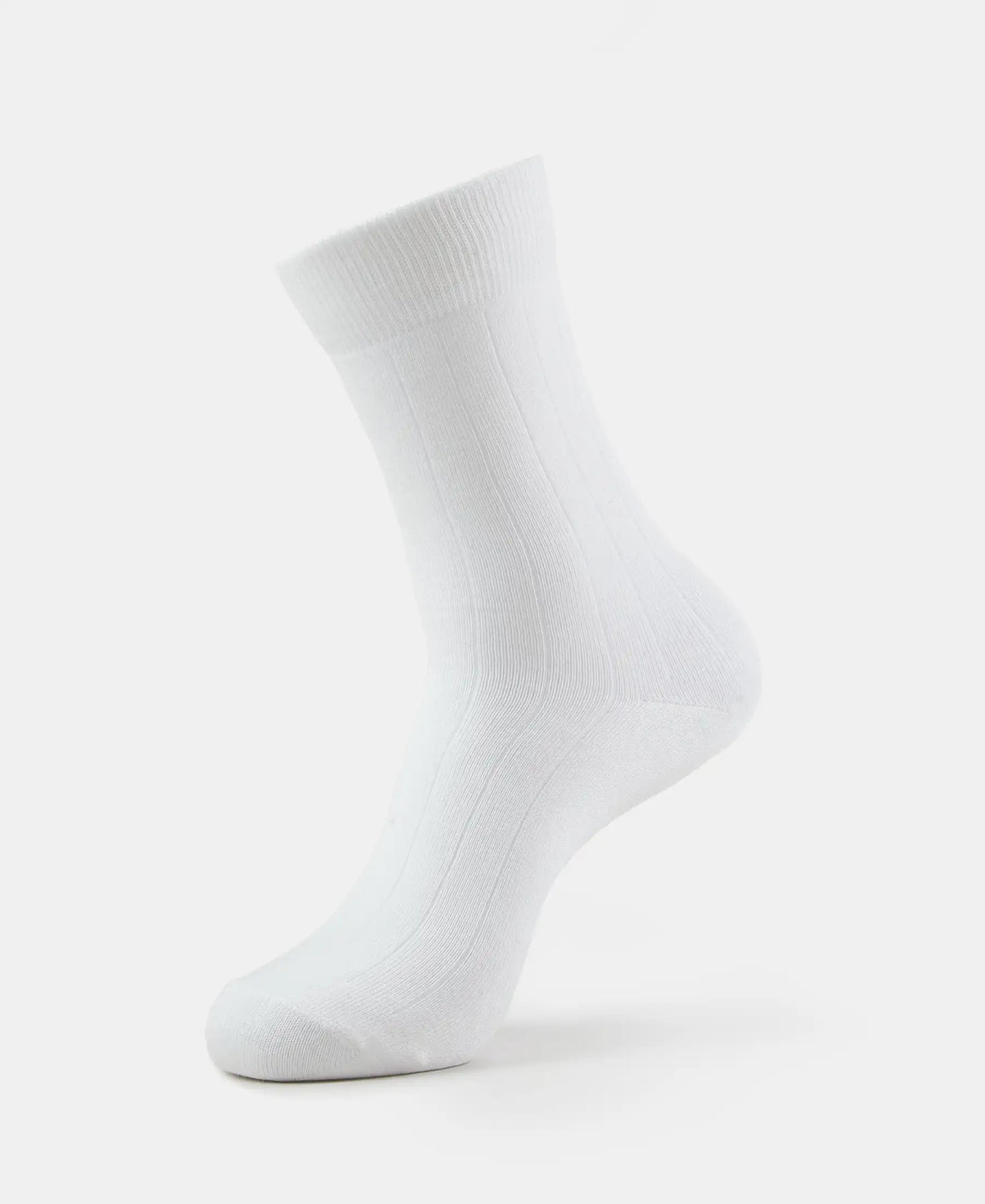 Mercerized Cotton Crew Length Socks With StayFresh Treatment - White-1