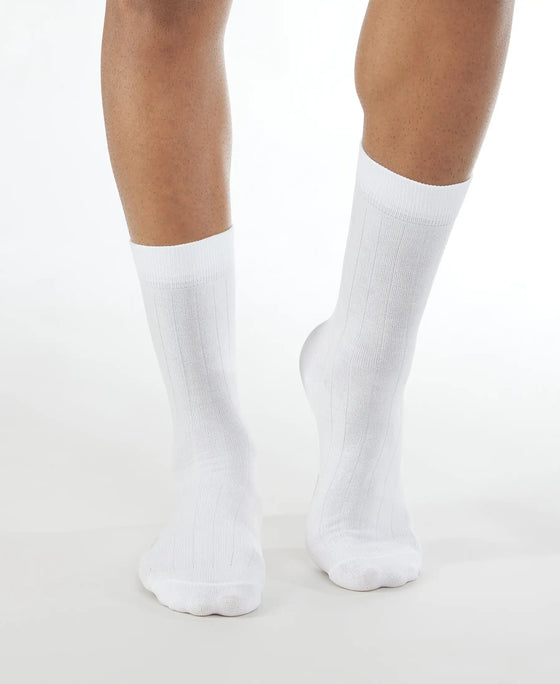 Mercerized Cotton Crew Length Socks With StayFresh Treatment - White-2