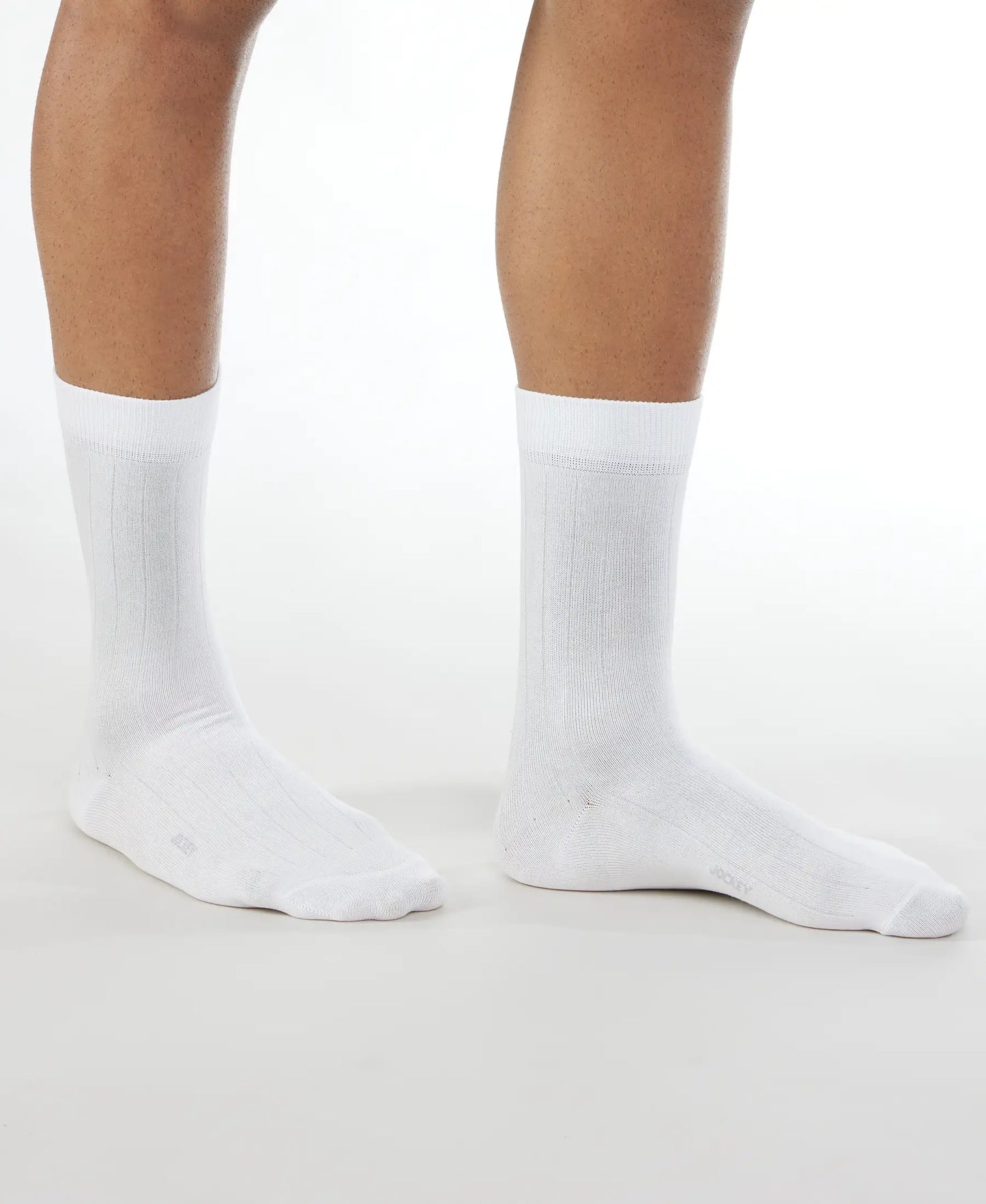 Mercerized Cotton Crew Length Socks With StayFresh Treatment - White-3