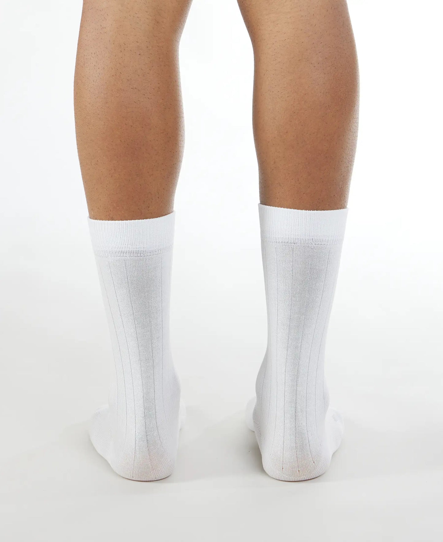 Mercerized Cotton Crew Length Socks With StayFresh Treatment - White-4