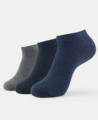 Compact Cotton Low Show Socks With StayFresh Treatment - Black/Charcoal Melange/Navy Melange-1