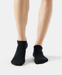 Compact Cotton Low Show Socks With StayFresh Treatment - Black/Charcoal Melange/Navy Melange-2