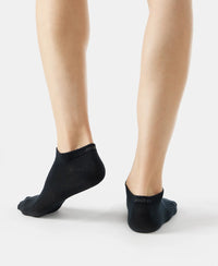 Compact Cotton Low Show Socks With StayFresh Treatment - Black/Charcoal Melange/Navy Melange-11