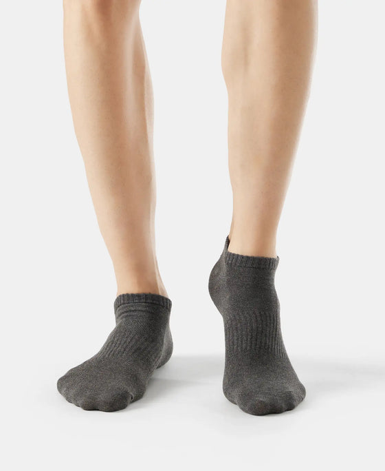 Compact Cotton Low Show Socks With StayFresh Treatment - Black/Charcoal Melange/Navy Melange-3