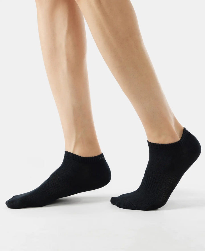 Compact Cotton Low Show Socks With StayFresh Treatment - Black/Charcoal Melange/Navy Melange-5