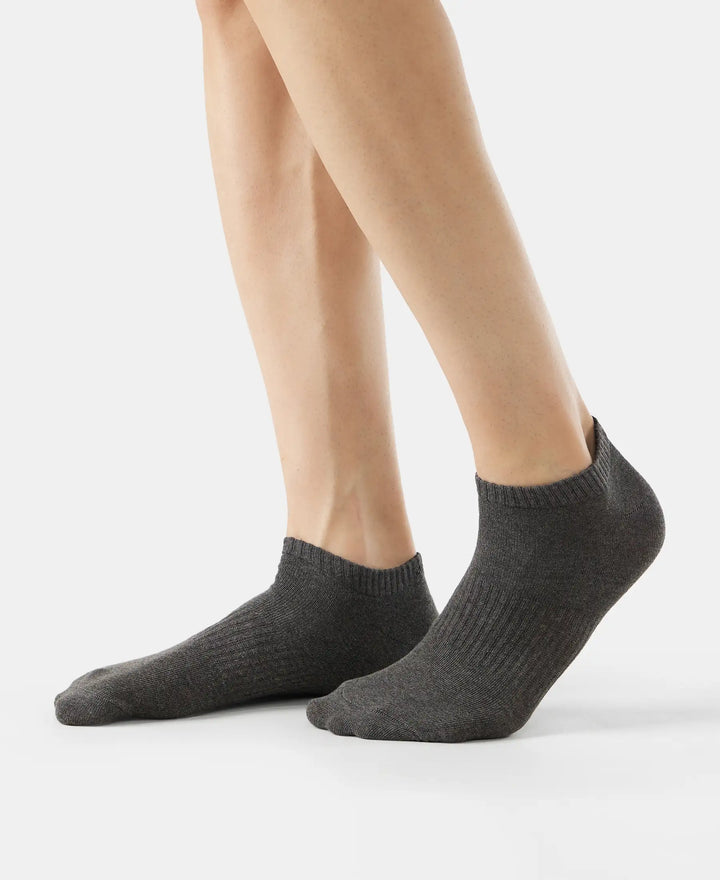 Compact Cotton Low Show Socks With StayFresh Treatment - Black/Charcoal Melange/Navy Melange-6