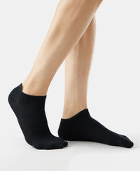 Compact Cotton Low Show Socks With StayFresh Treatment - Black/Charcoal Melange/Navy Melange-8