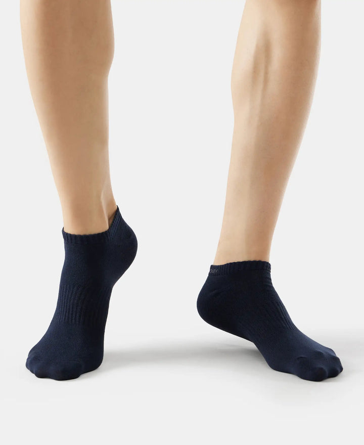 Compact Cotton Low Show Socks With StayFresh Treatment - Black/Charcoal Melange/Navy Melange-10