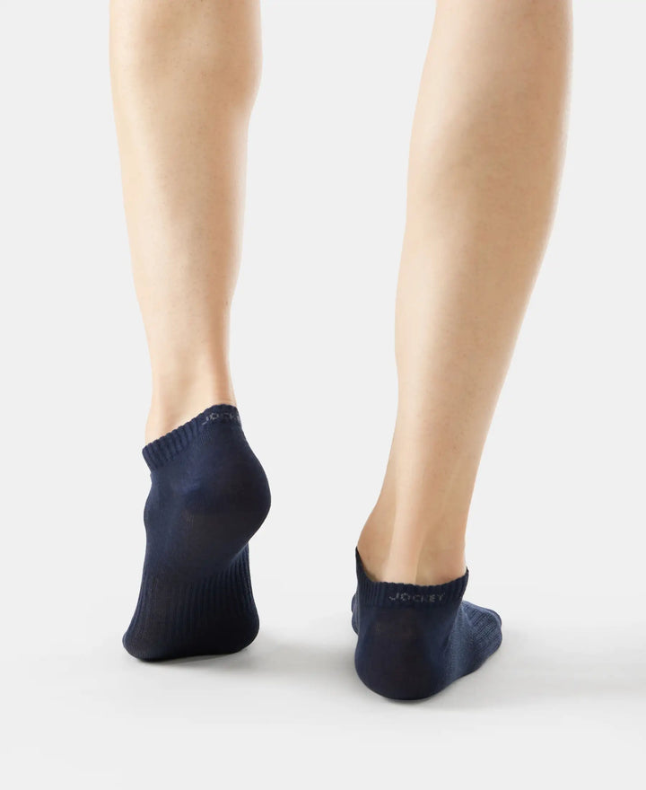 Compact Cotton Low Show Socks With StayFresh Treatment - Black/Grey Melange/Navy Melange-12