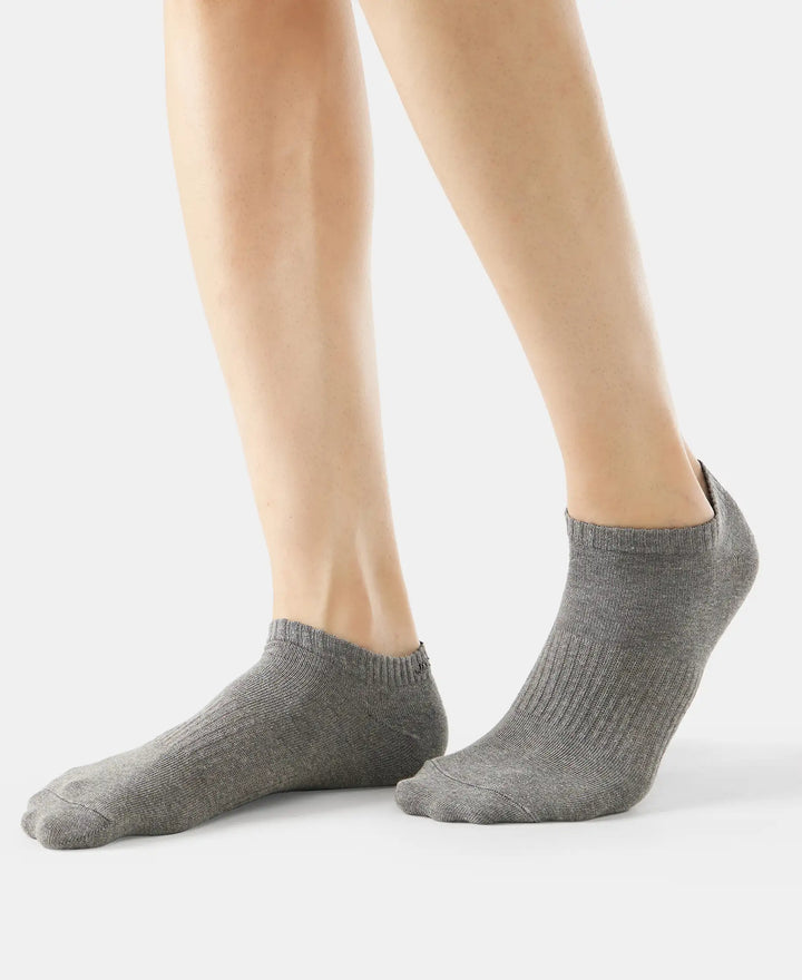Compact Cotton Low Show Socks With StayFresh Treatment - Black/Grey Melange/Navy Melange-8