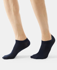 Compact Cotton Low Show Socks With StayFresh Treatment - Black/Grey Melange/Navy Melange-9
